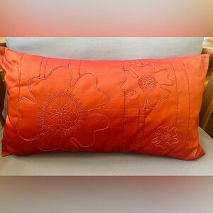 Orange Floral Accent Pillow